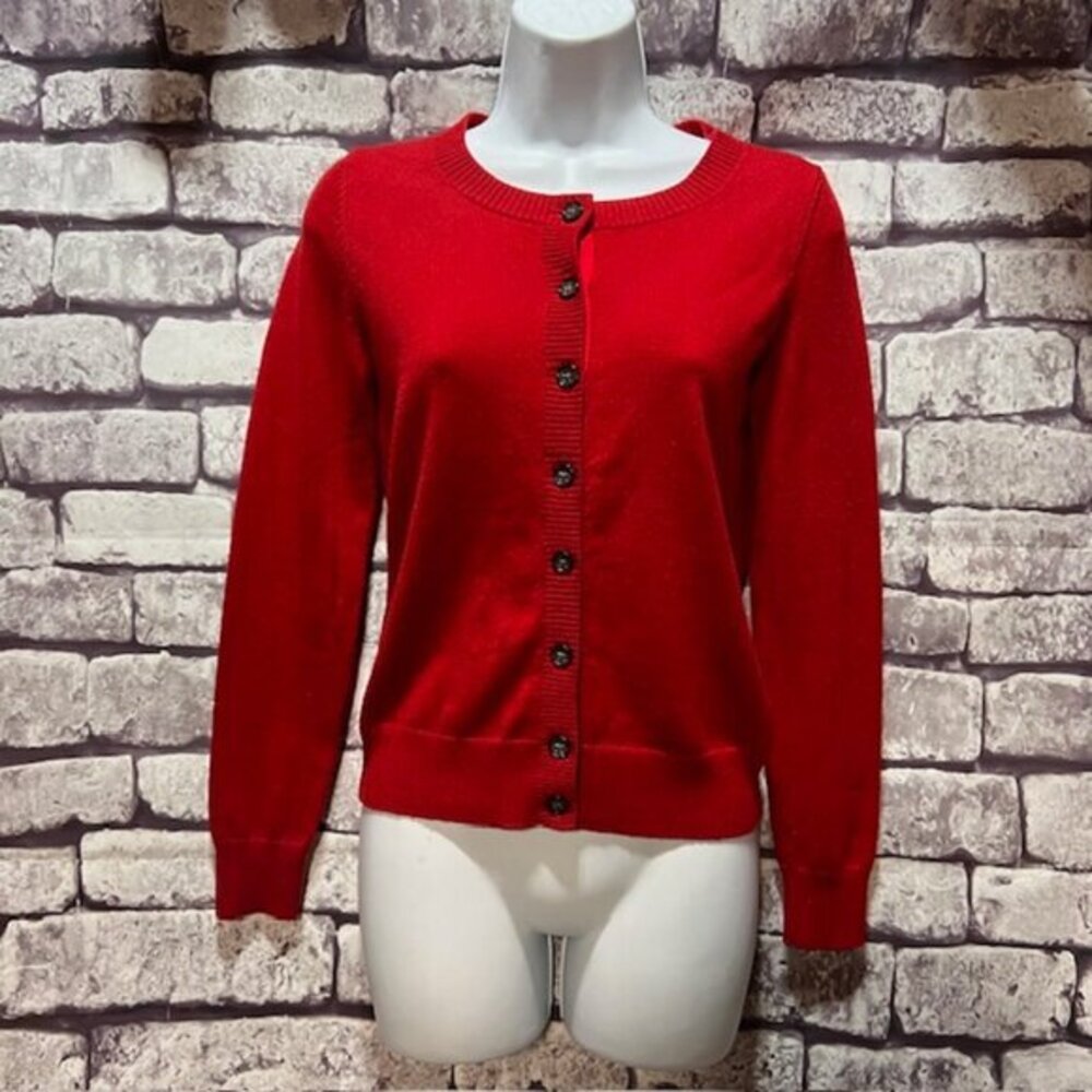 Banana Republic Red Button Down Long Sleeve Cardigan Size XSP - Picture 1 of 7